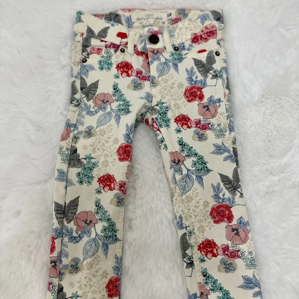 H&M Baby Floral Print Skinny Jeans – Cream Multi - Picture 1 of 11